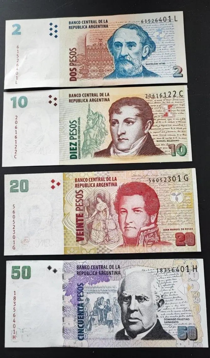 Argentina  2,10, 20,50 Pesos Set, 1992-2003, UNC