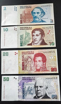 Argentina  2,10, 20,50 Pesos Set, 1992-2003, UNC