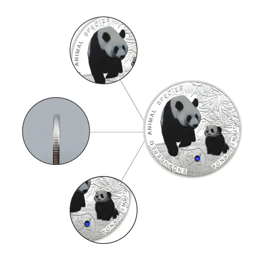 China Endangered Animal Panda Silver Plated  Metal Coin