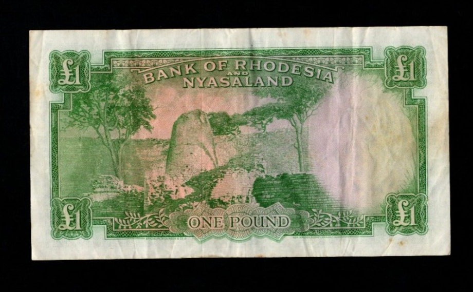 BANK OF RHODESIA AND NYASALAND RARE ONE POUND 1956 QUEEN ELIZABETH II/ref B4 - worldbanknote