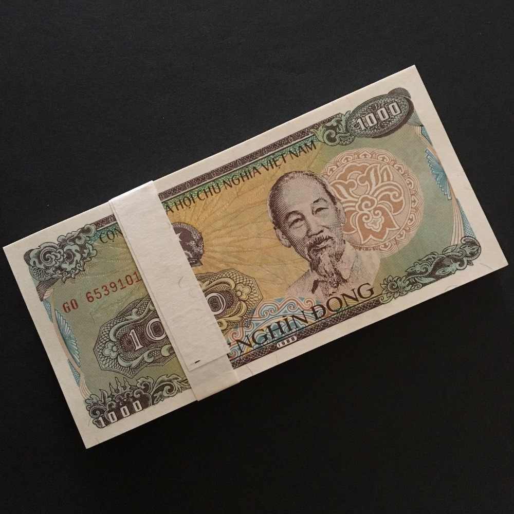 Banknote Bundle. Vietnam. 100 X 1000 Dong. Uncirculated. 100 Pcs. - worldbanknote