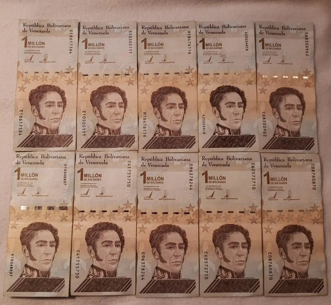 10xVENEZUELA One Million Bolivares note Used