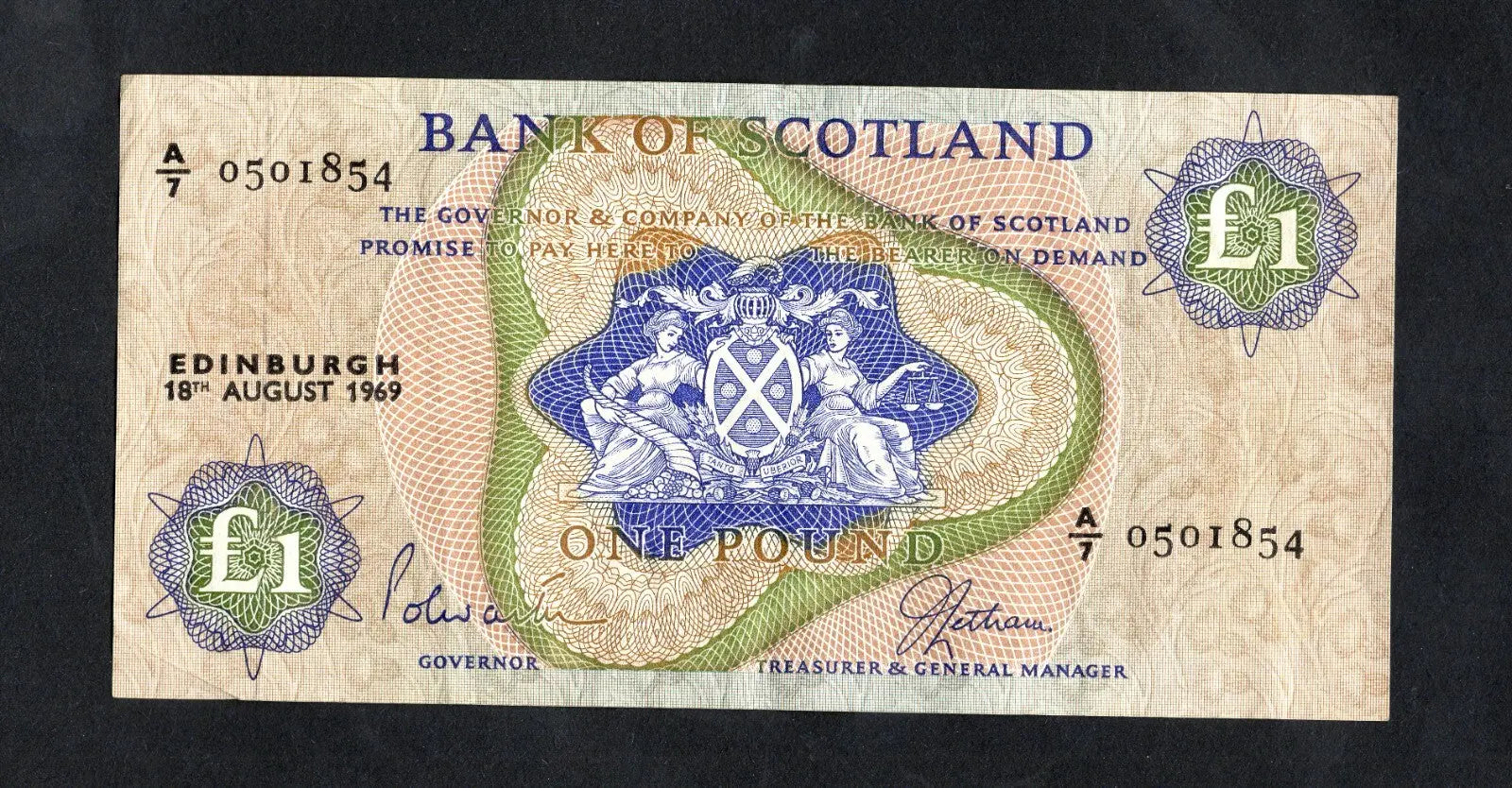 BANK OF SCOTLAND £1 One Pound Banknotes 1968/69by Year & Prefix See Menu/REF D4