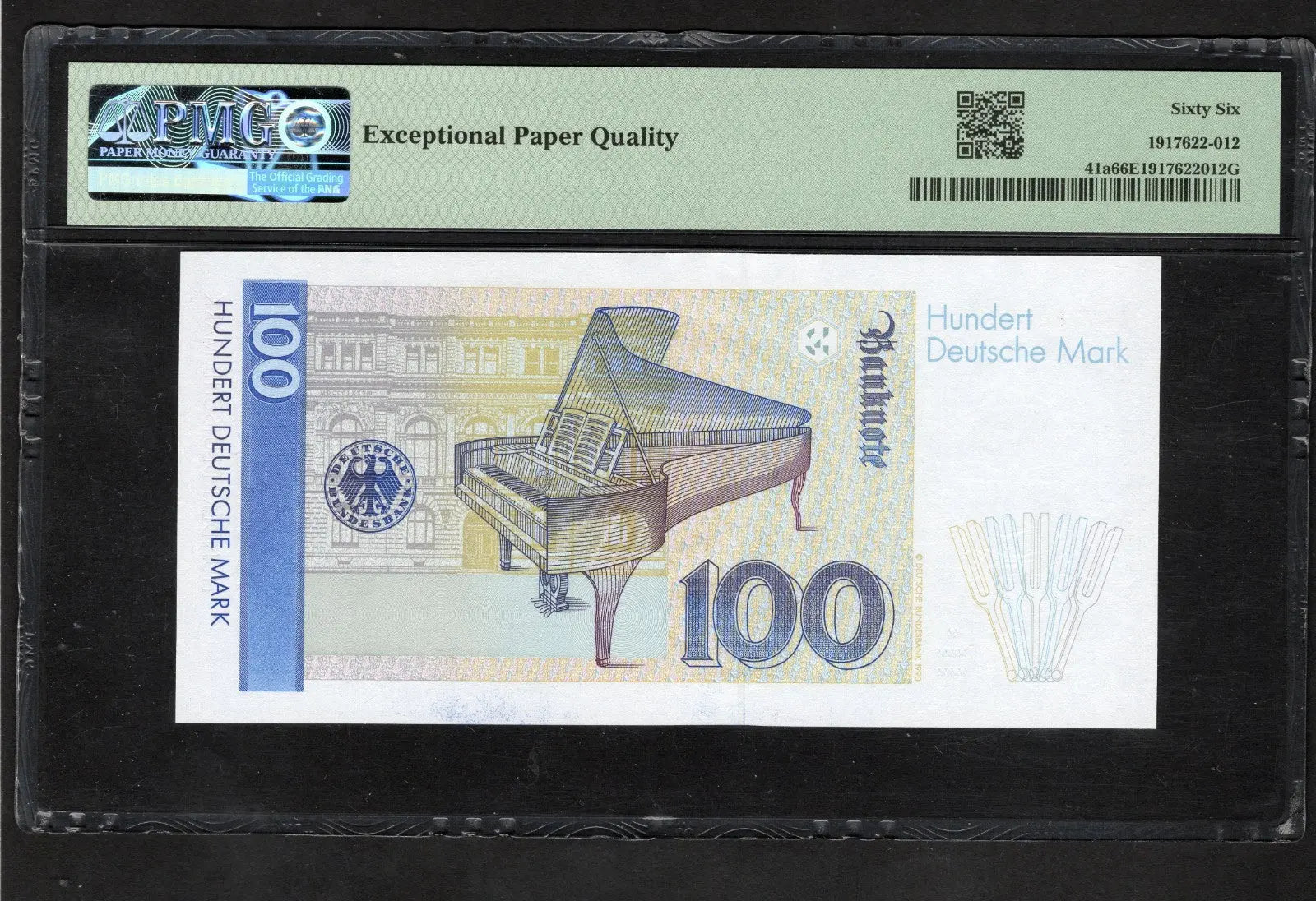 BACK OF Germany Federal Republic 100 Deutsche Mark, 1993, P-41a, PMG 66