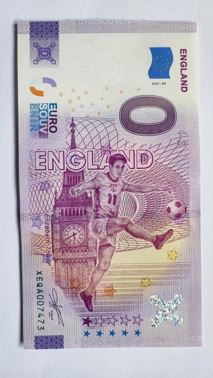 0 Euro Souvenir Banknote World Cup Qatar - England Official Euro Souvenir - worldbanknote