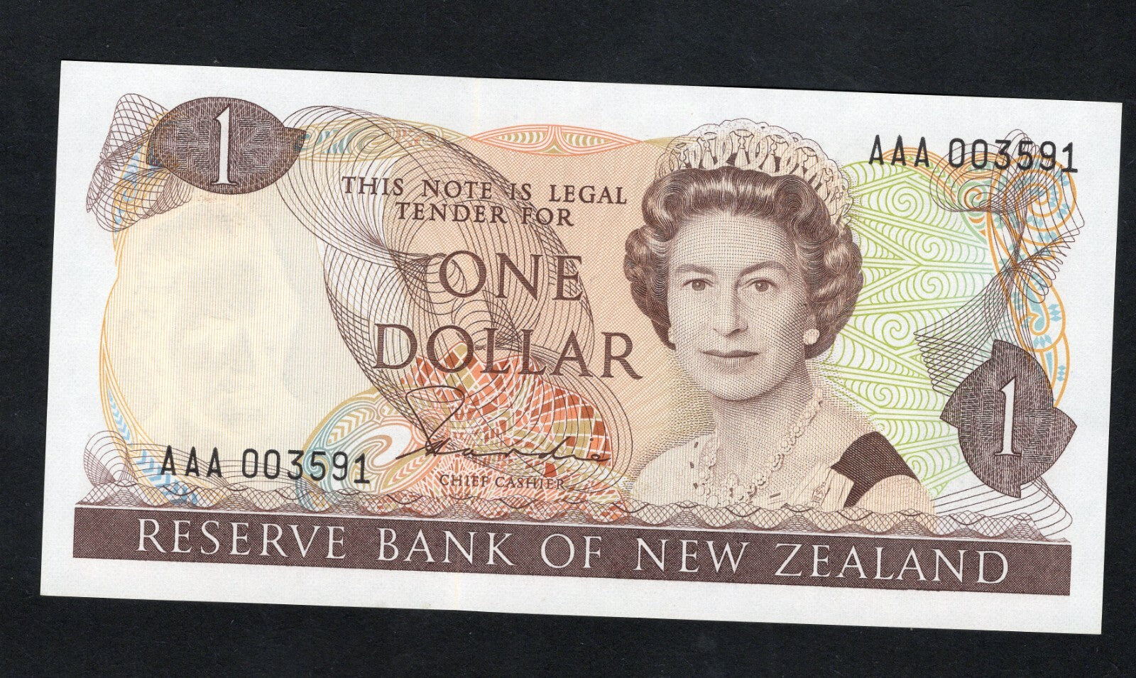 Bank Of New Zealand One Dollar Note 1981/1985 P 169a AAA003591 UNC/D11