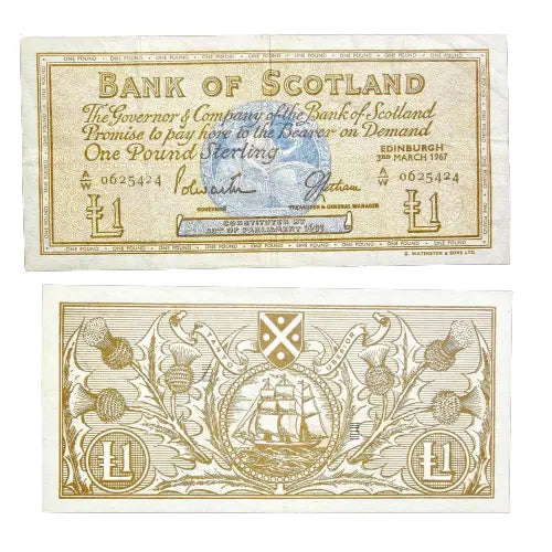 Bank of Scotland one pound 1967 Very Fine