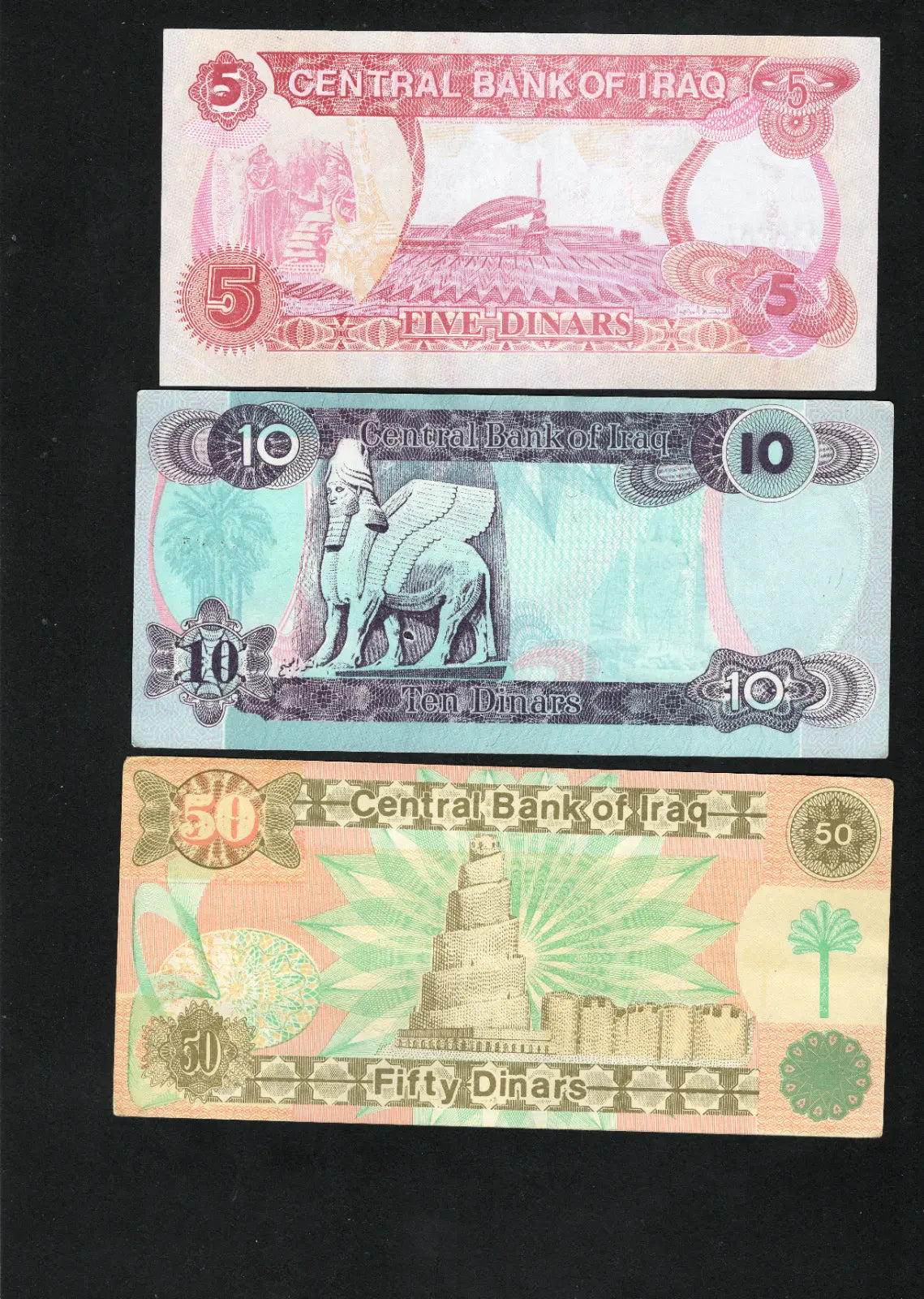 10 Different  Saddam Iraq Dinar Notes  Almost UNC set