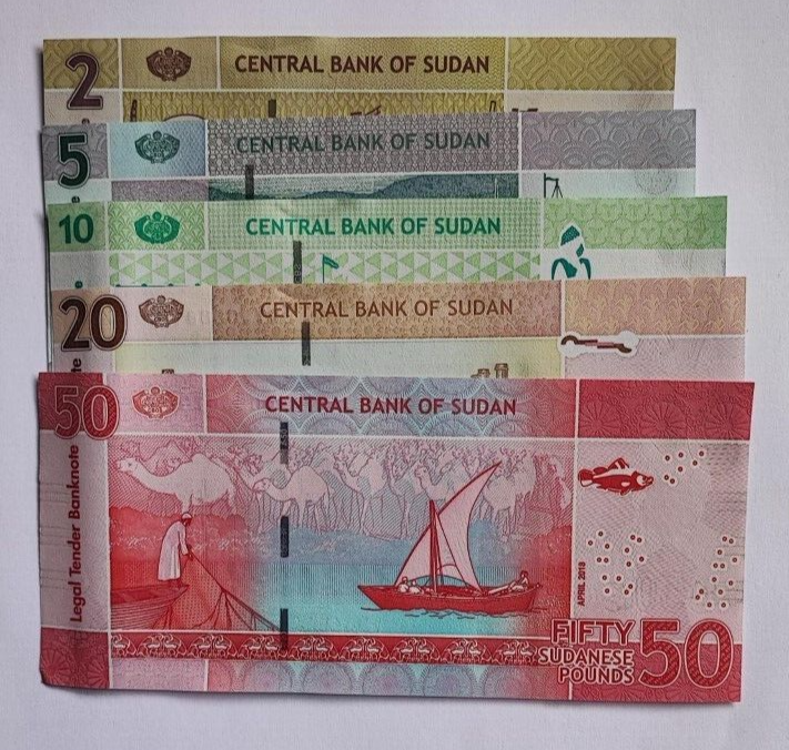 Sudan 5 Pcs Set 2 5 10 20 50 Dinars 2017 2018 UNC - worldbanknote