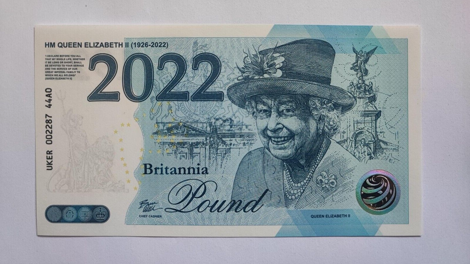 Queens Elizabets II Britannia 2022 Commemorative Banknote - worldbanknote