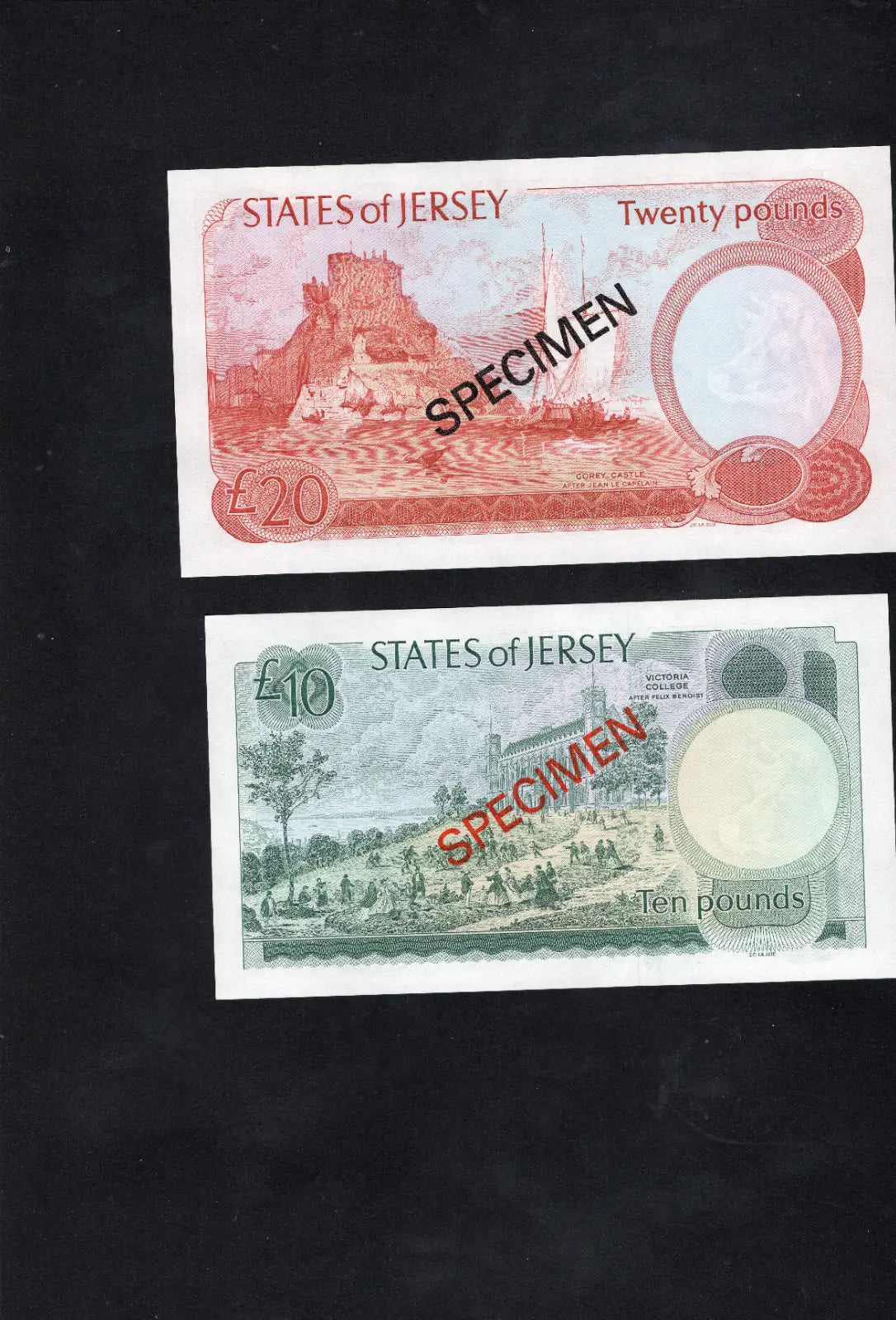 MAURITIUS 1978 SPECIMEN OF 4 x BANKNOTES 5 , 10 , 25 , 50 , RUPEES UNC/D10