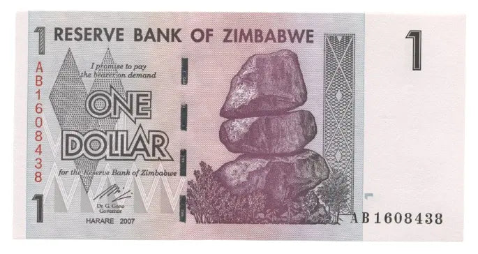 A Set Of 2 Pcs: Zimbabwe 10 Trillion And OneDollar banknotes. Genuine, UNC AA