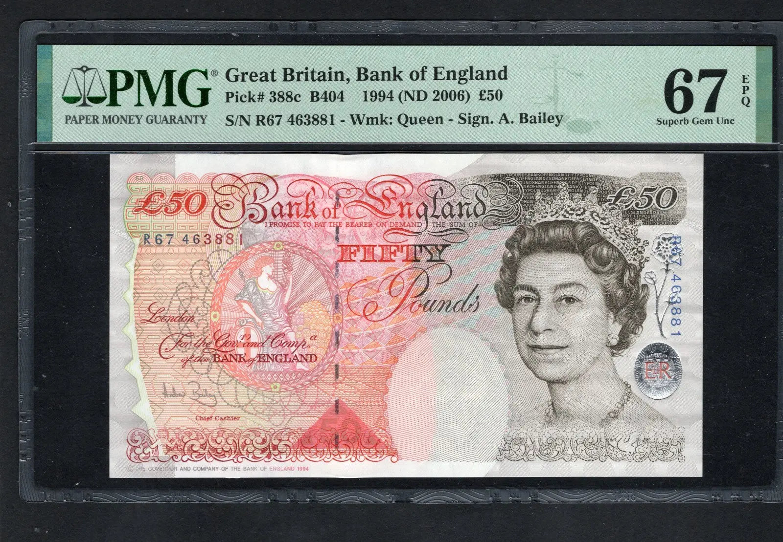 FRONT OF BANK OF ENGLAND £50  P-388C 1994 UNC EPQ 67