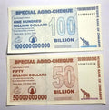 Set Of 2 Notes Zimbabwe 50/100 Billion Dollars Special Agro-Cheque 2008 VF/EF