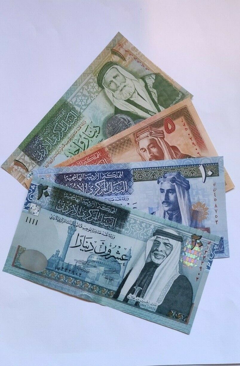 UNC Hashemite Kingdom Jordan Banknote Set 1 5 10 20 Dinars 2016-2020 - worldbanknote