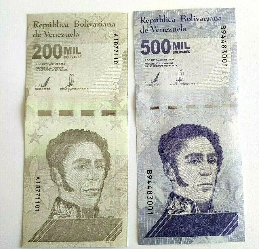 2020 Venezuela Bolivares Set $200,000 & $500,000 Unc