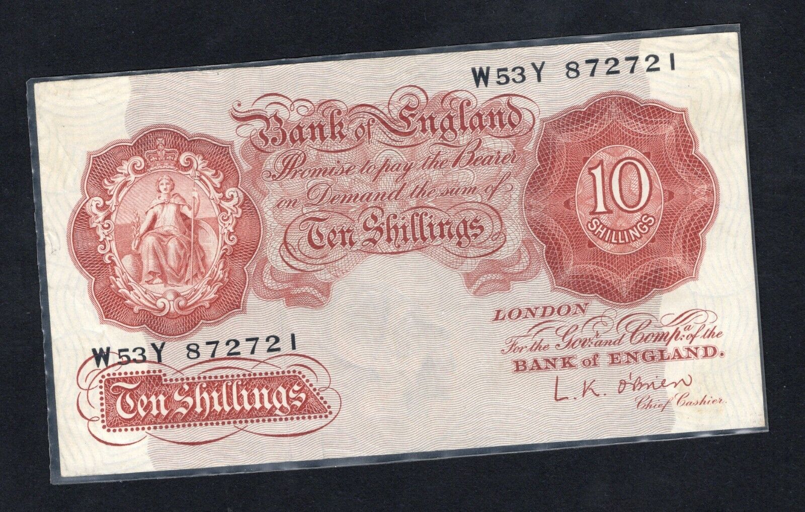 Bank of England - 10 Shillings Banknote L.K O'Brien/d11