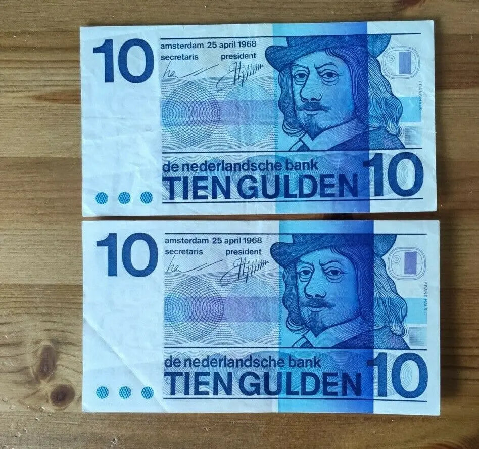 a pair of Netherlands 10 Gulden  extra fine 