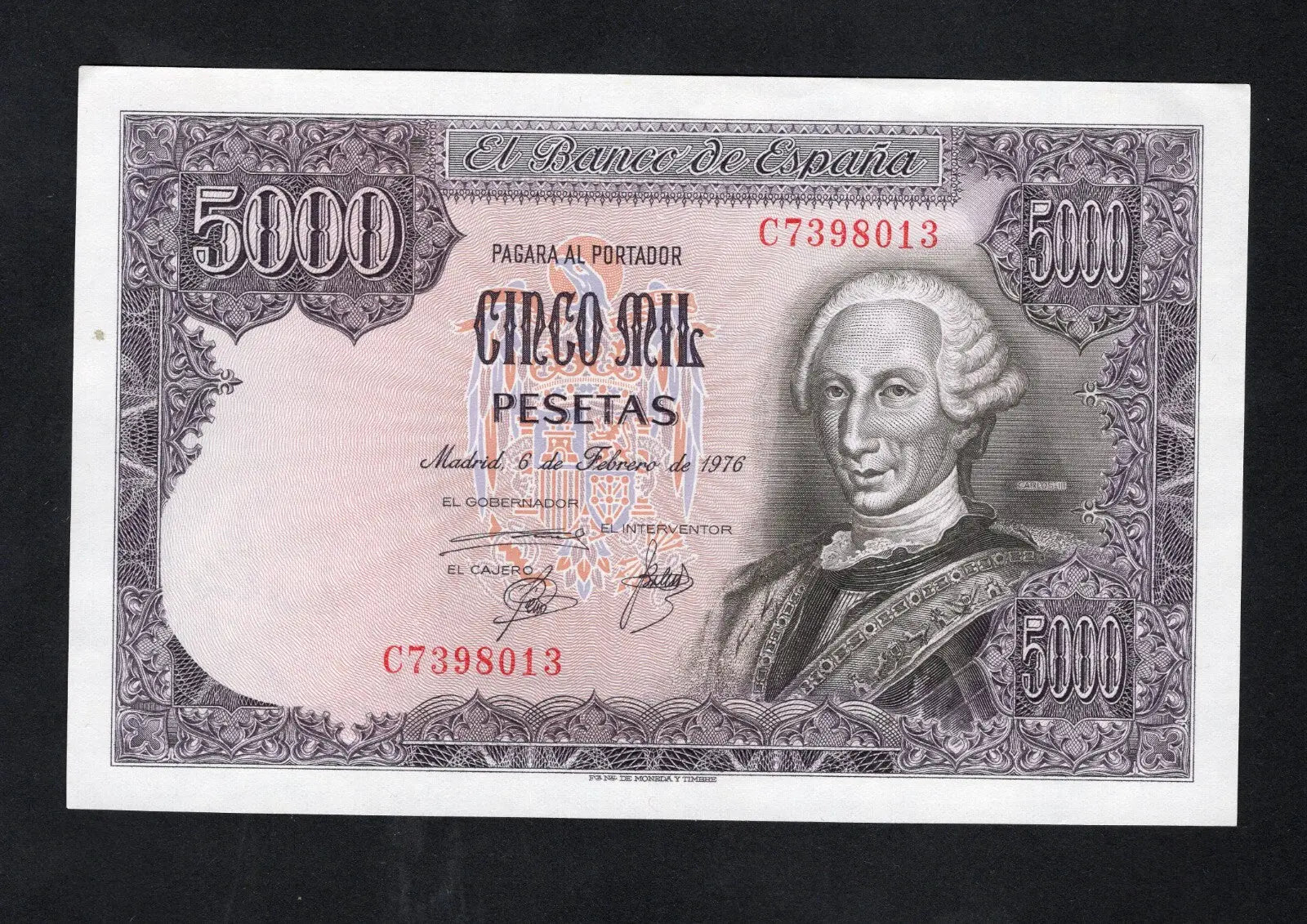 Spain banknotes set 100,100, 500,1000,1000,5000 pesetas 1965/1976 AUNC/ RD9