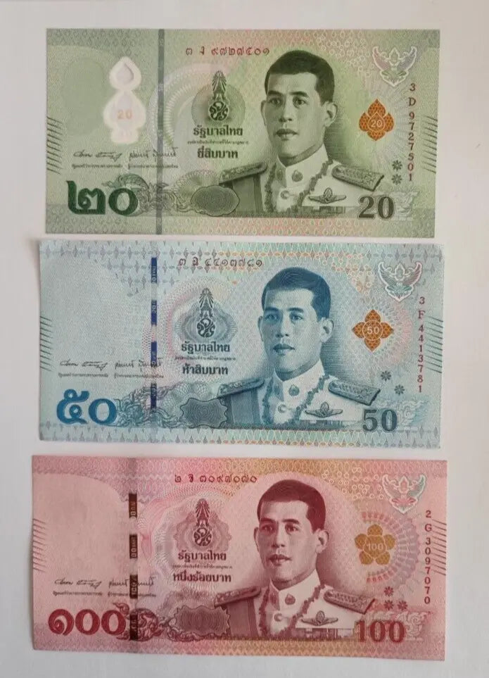 Thailand 2018 set 3 pcs 20+50+100 baht King Rama X - Pick 135-137 UNC