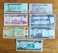 7 Saddam Iraq Dinar Notes Money - Saddam Hussein Currency Almost UNC set