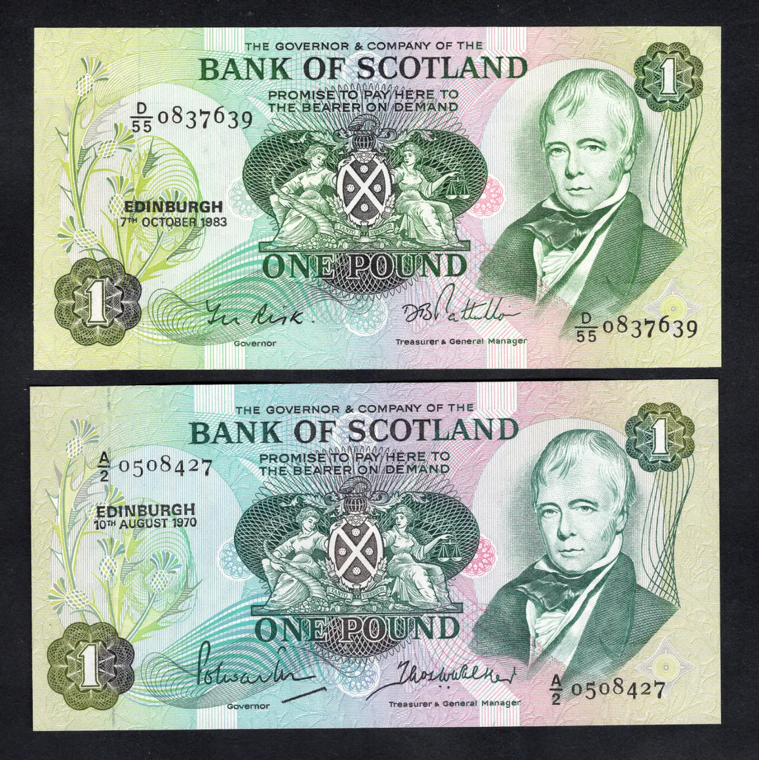 front of Bank of  scotland one pound 1970/1983  AUNC/D15