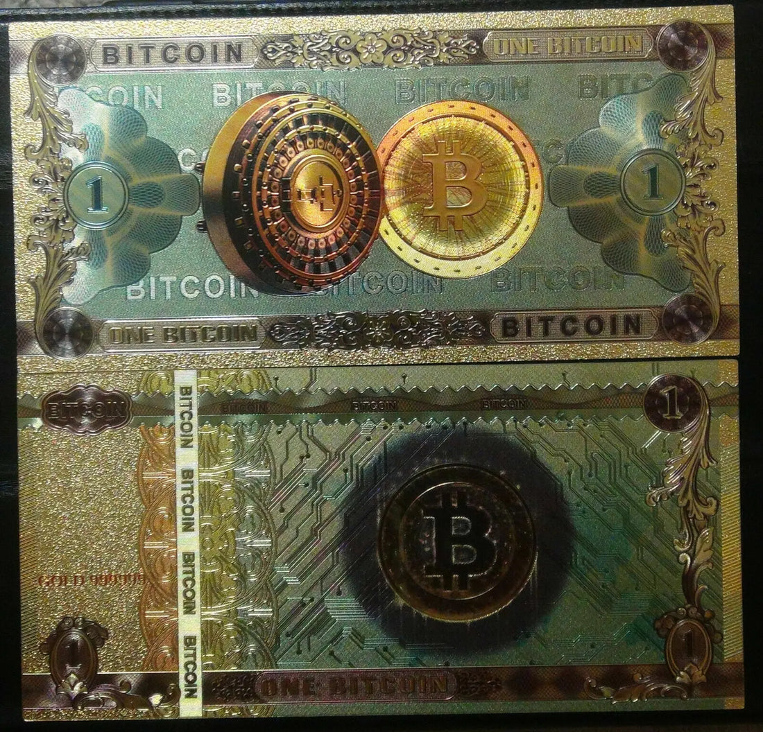 One Dollar Bitcoin 24k Gold Plated Gold Banknote 