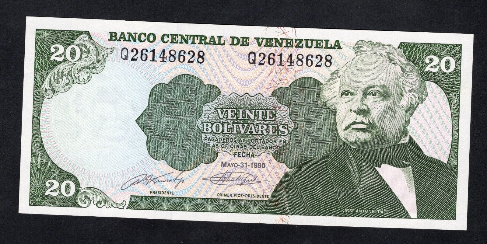 VENEZUELA 20 Bolivares Banknote (P-63e) 1990 UNC/D11 - worldbanknote