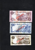 BOTSWANA 1978 SPECIMEN SET of 5 x BANKNOTES 1 - 20 PULA UNCIRCULATED/d10