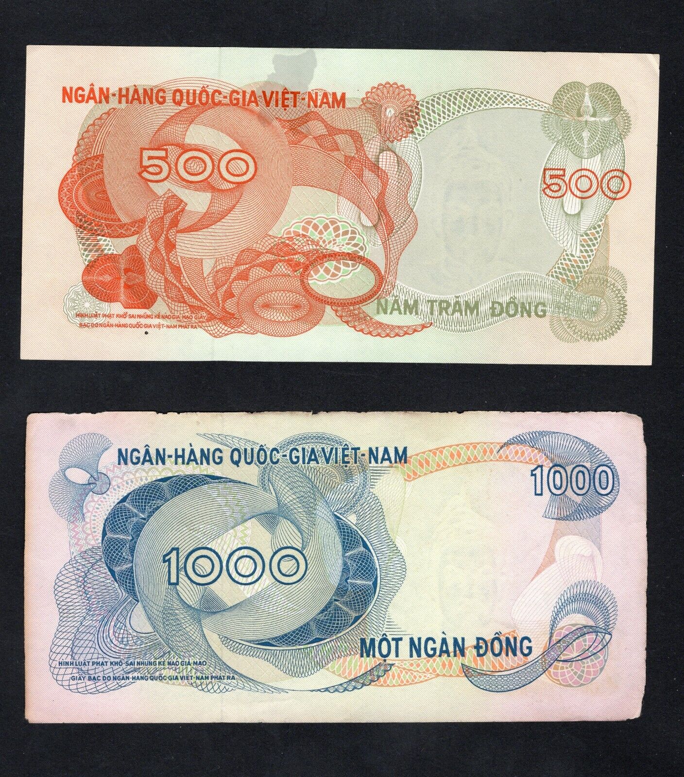 set of 5 notes:South Vietnam 20 to 1000 Dong 1970 Used/ref d5 - worldbanknote
