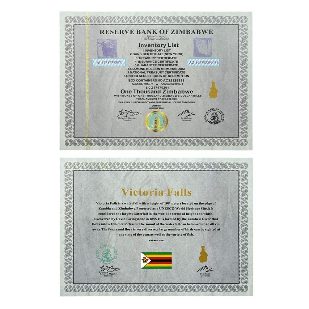 New Large Zimbabwe Coupon One Thousand with UV Mark for Collection - worldbanknote