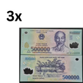 3xVietnamese Dong 500K Polymer Banknote Vietnam 500000 VND Uncirculated UNC - worldbanknote