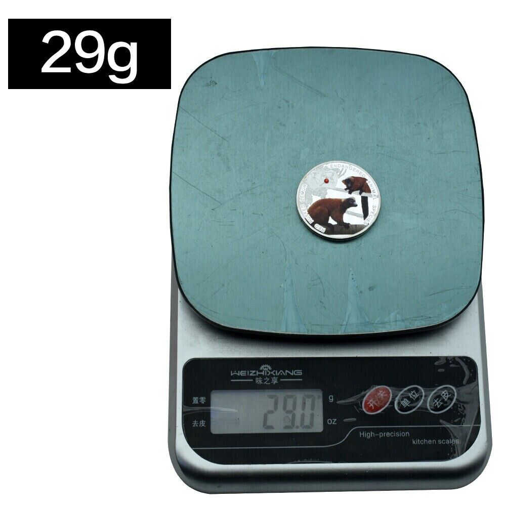 Endangered Animal Species Zambia Red Ruffed Lemur Silver Plated Coins - worldbanknote