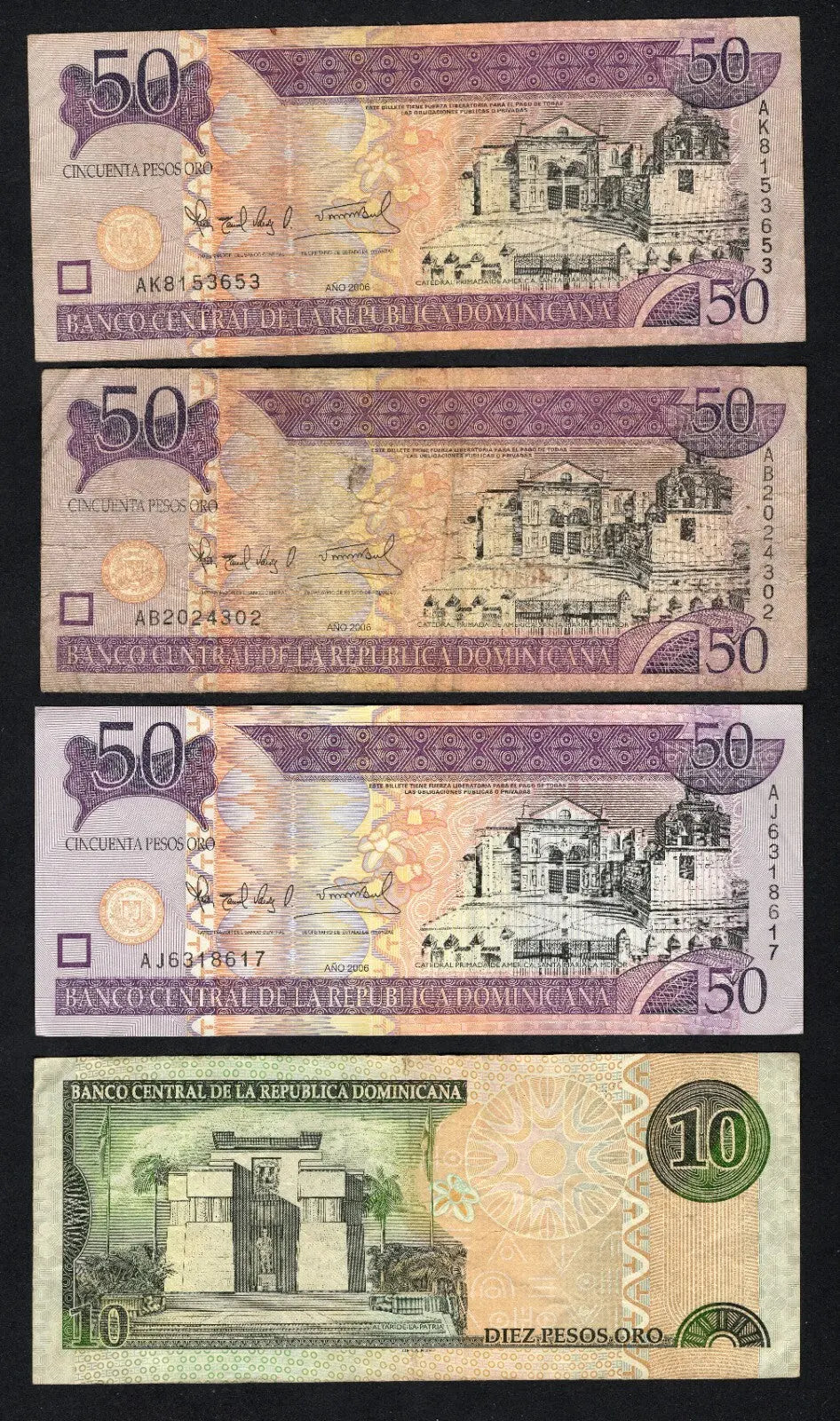 Group  of 12  Dominican Peso Banknotes 1988/2006 Used /c1