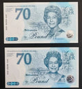 2 NOTES SET THE QUEEN'S PLATINUM JUBILEE 2022 BRITANNI COMMEMORATIVE BANKNOTE