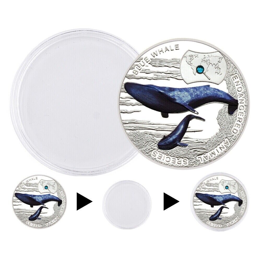 Souvenir Gifts Endangered Animal Species Blue Whale Silver Plated Coins - worldbanknote