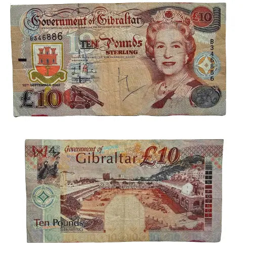 Gibraltar 10 Pounds 2002 P-32 Fine Qn. Elizabeth II