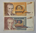 Yugoslavia 1993 Nikola Tesla 1000 & 5 Million Dinara Banknote /ref d2