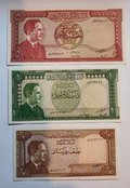 JORDAN SET 1/2 1 5 DINARS P-13 14 15, 1959 UNC