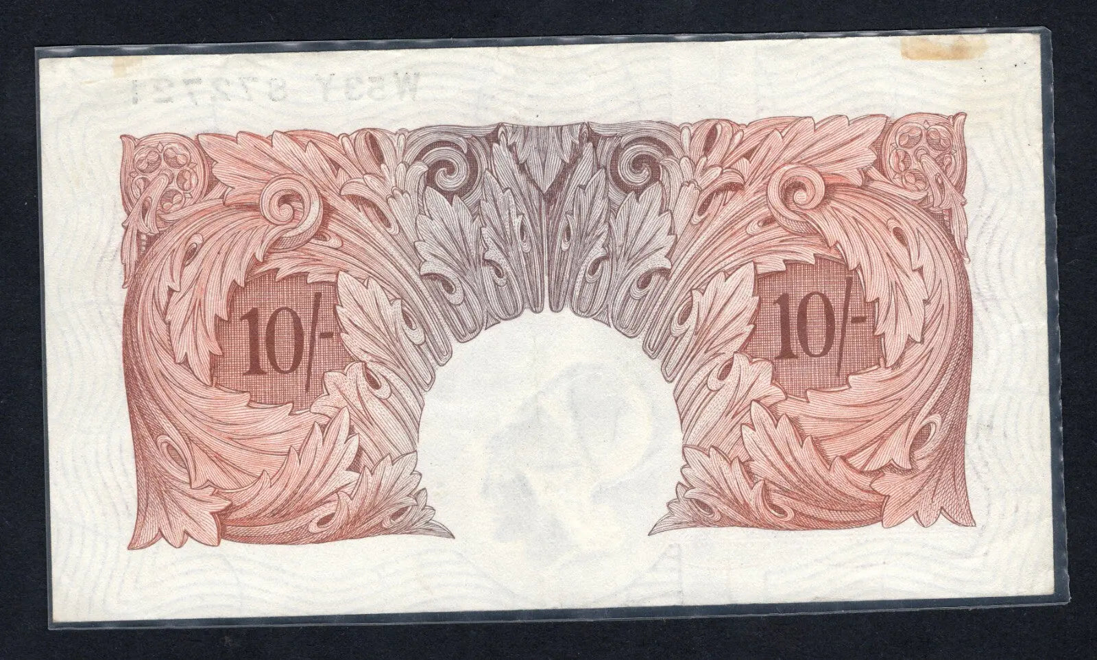 back of Bank of England - 10 Shillings Banknote L.K O'Brien/d11