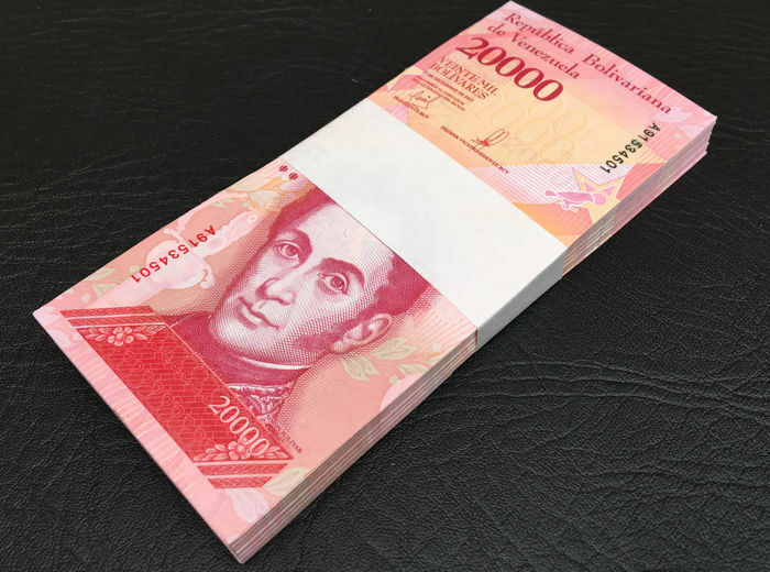 VENEZUELA BOLIVARES 100 X 20000 2016/2017UNC LOT 100 PCS Total - worldbanknote