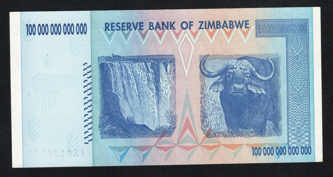 Zimbabwe 100 Trillion Dollar banknote. Genuine, AUNC AA Serial Number UV checked