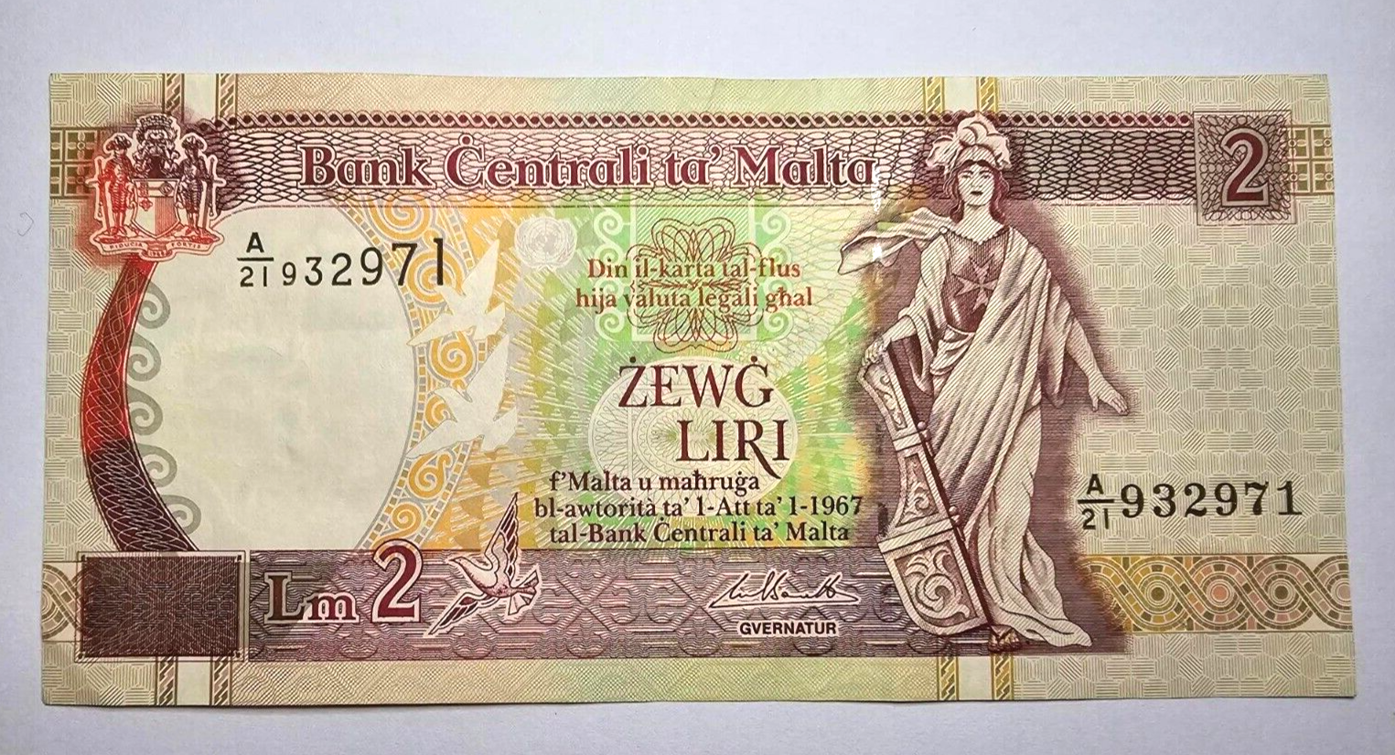 malta 2 liri very fine 1967 /ref d2 - worldbanknote