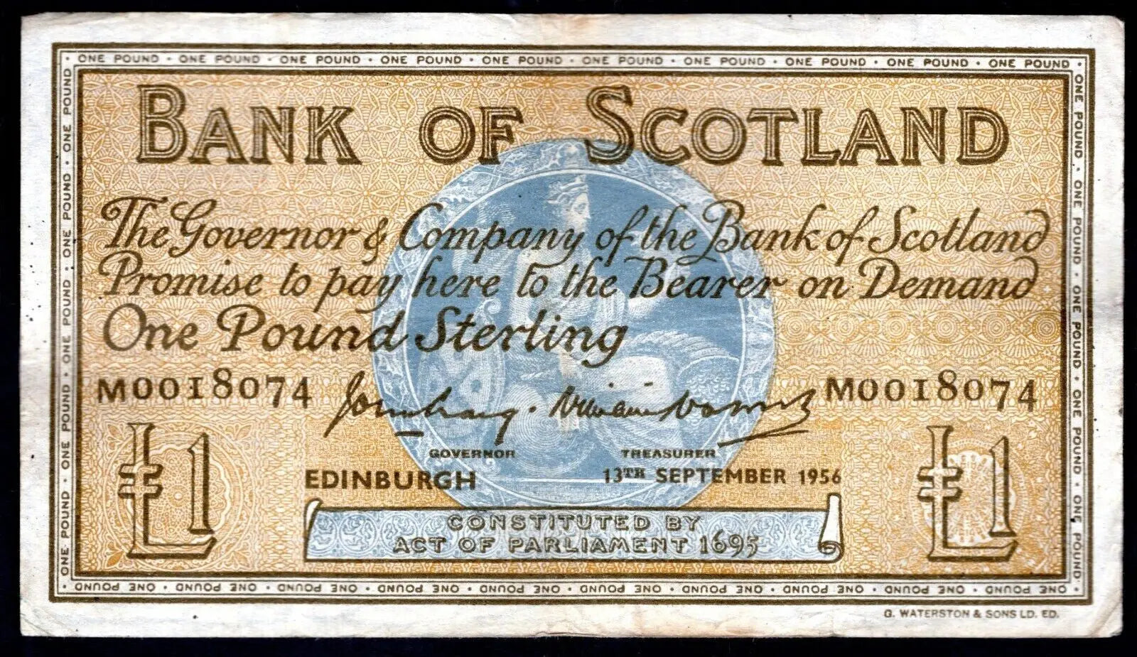 Bank of Scotland one pound 1956 Very Fine