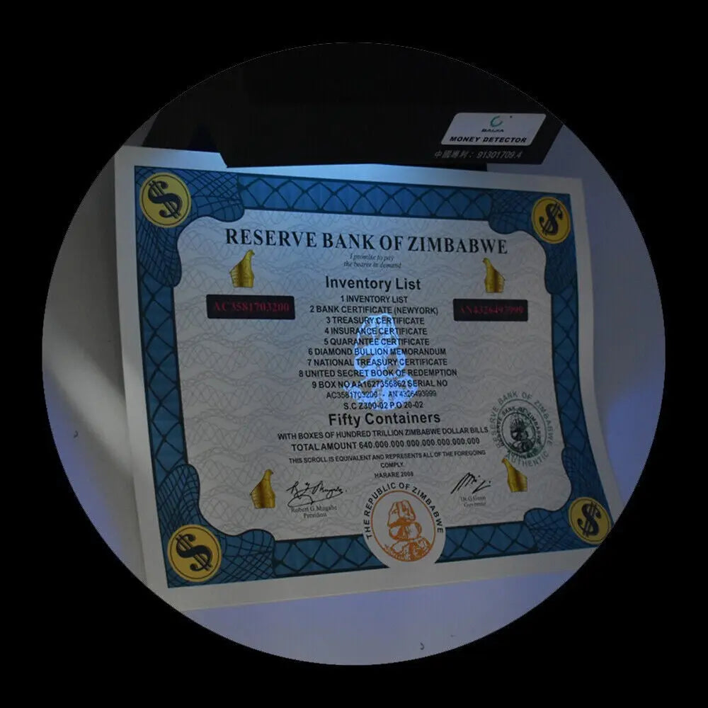 Zimbabwe :Inventory List: Fifty Containers  certificates