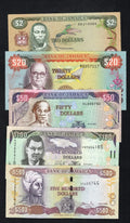 5 Jamaica banknotes: 2,20,50,100,500 dollars(1979/2010) unc/c2