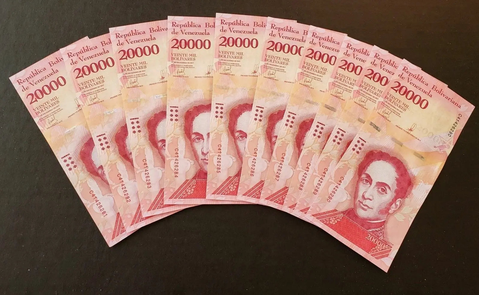 VENEZUELA BOLIVARES 10 X 20000 (20,000) P-NEW UNC LOT 10 PCS Total