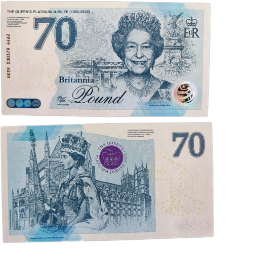 THE QUEEN'S PLATINUM JUBILEE 2022 BRITANNI COMMEMORATIVE BANKNOTE - worldbanknote