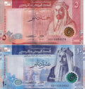Jordan set 2 UNC 5 10 Dinars 2022 / 2023 P New Design P 40 41