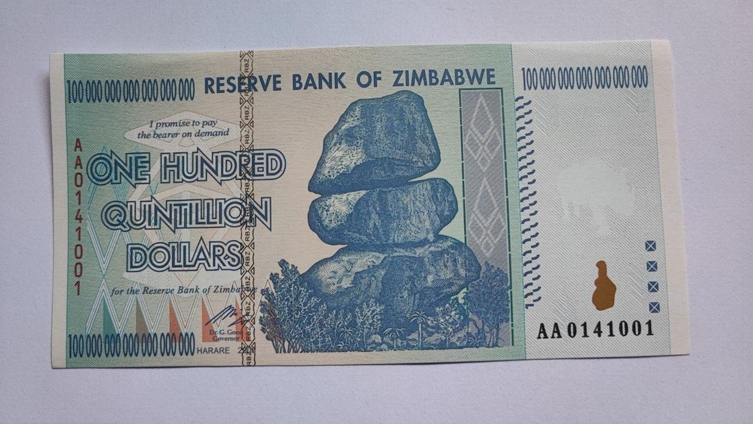 10xZimbabwe 100 Quintillion Dollars Banknotes, read description - worldbanknote